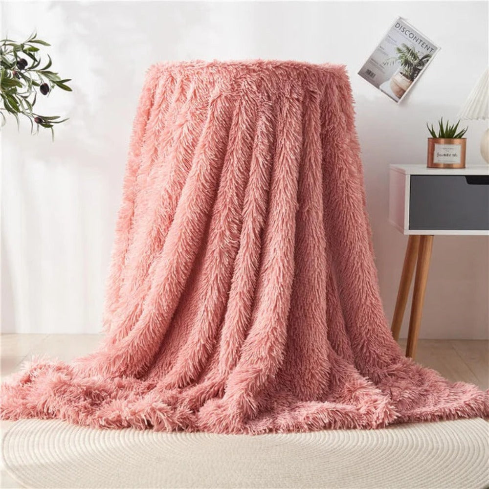 Ultra-Soft Fuzzy Faux Fur Throw Blanket