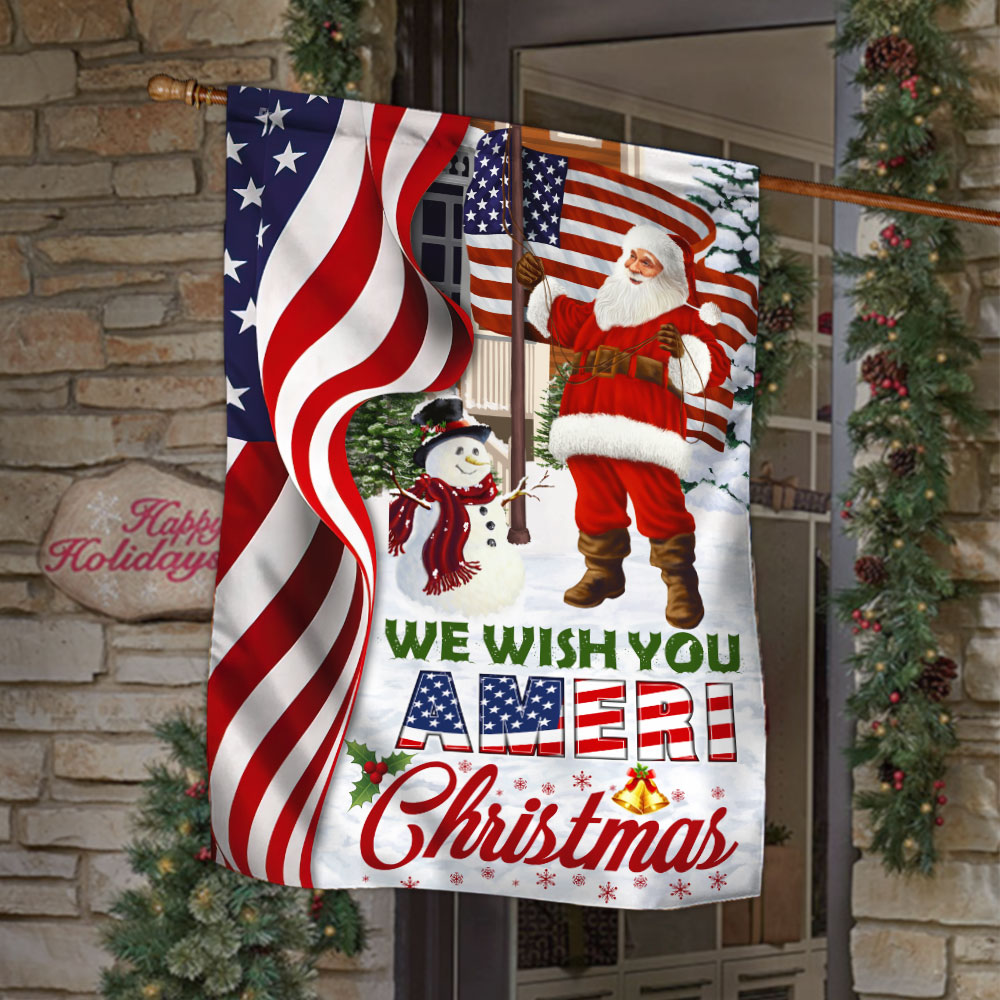 Double-Sided Santa Claus US Flag Christmas Decoration