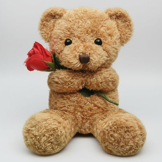 Plush Valentine Bear Stuffed Animal with Rose