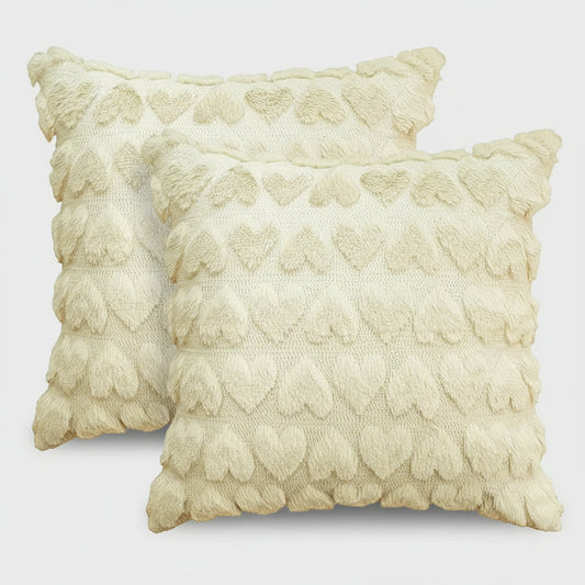Pink Plush Valentine Heart Throw Pillow Cover