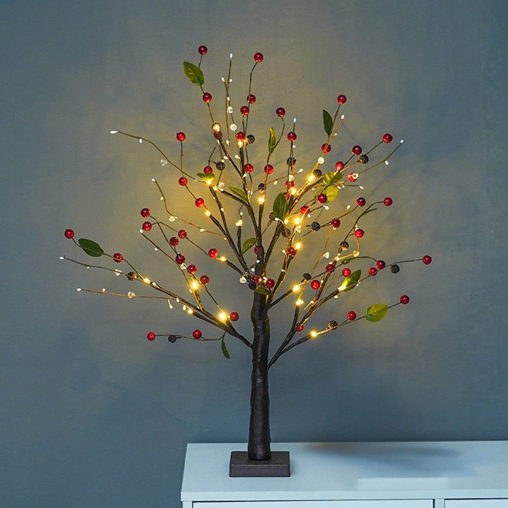 Rustic LED Light Tree Table Lamp with Customizable Branches