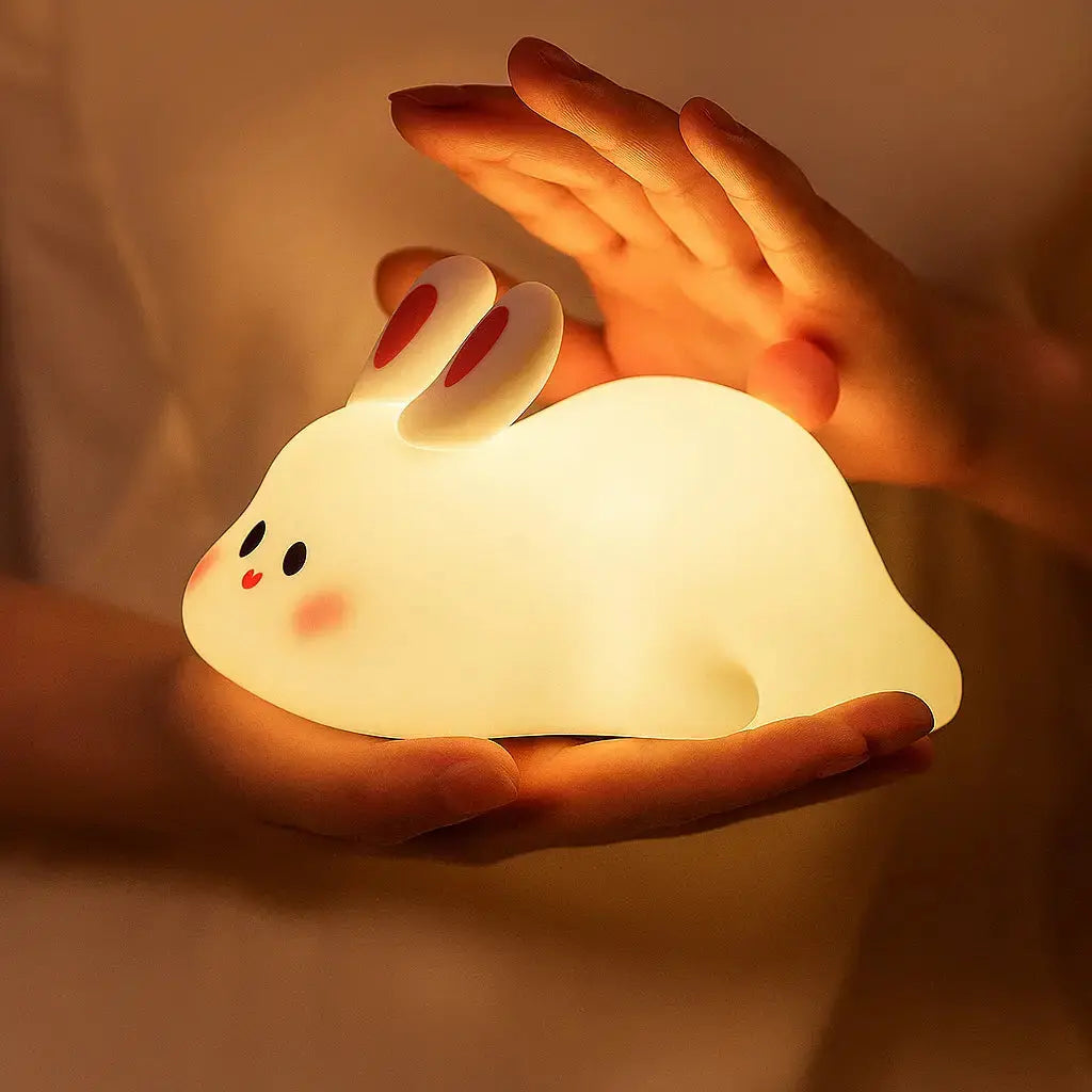 Rabbit LED Night Light with Timer – Rechargeable Soothing Glow for Kids