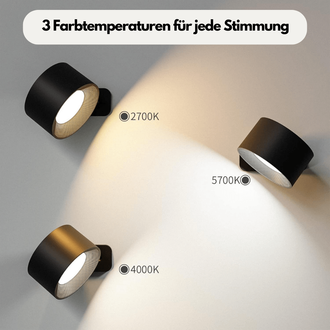 360° Rechargeable Wireless Wall Light with USB Charging