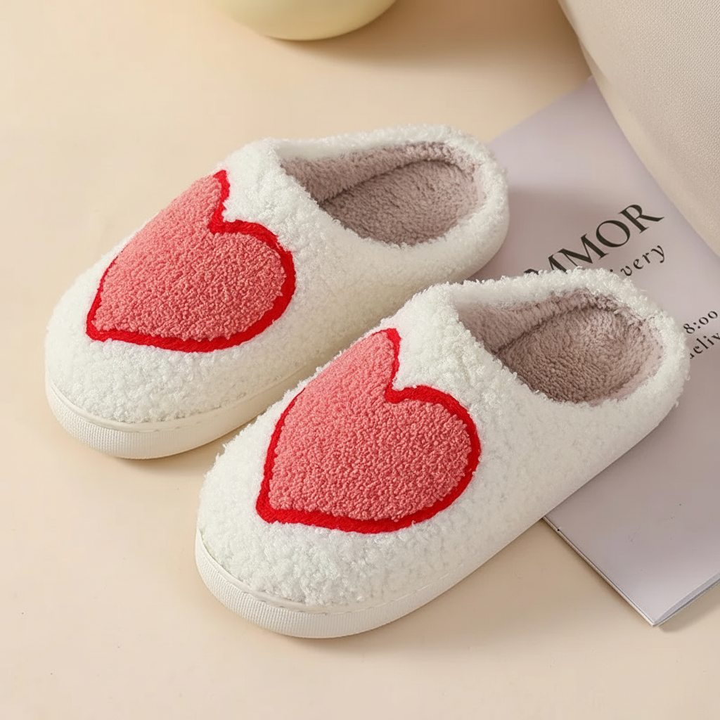 Cozy Heart and Mushroom Slippers with Soft Cushioning
