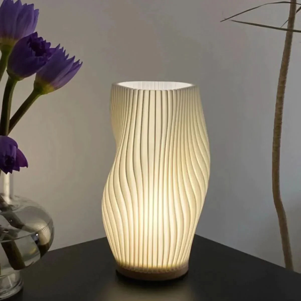 Dimmable USB Table Lamp with Wave Shade