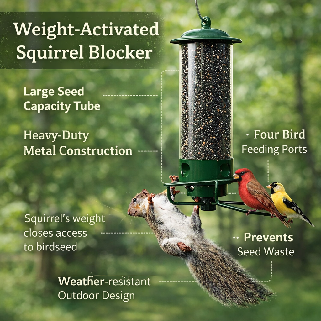 Squirrel Proof Metal Bird Feeder for Backyard Birds