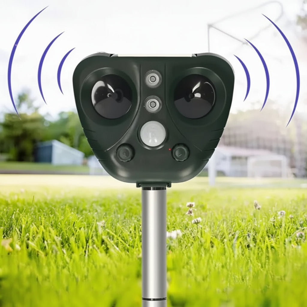Solar Ultrasonic Bird Repeller with LED Lights for Outdoor Pest Control