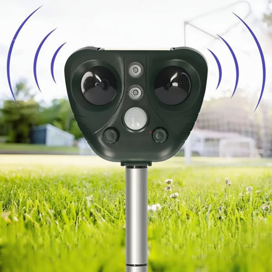 Solar Ultrasonic Bird Repeller with LED Lights for Outdoor Pest Control