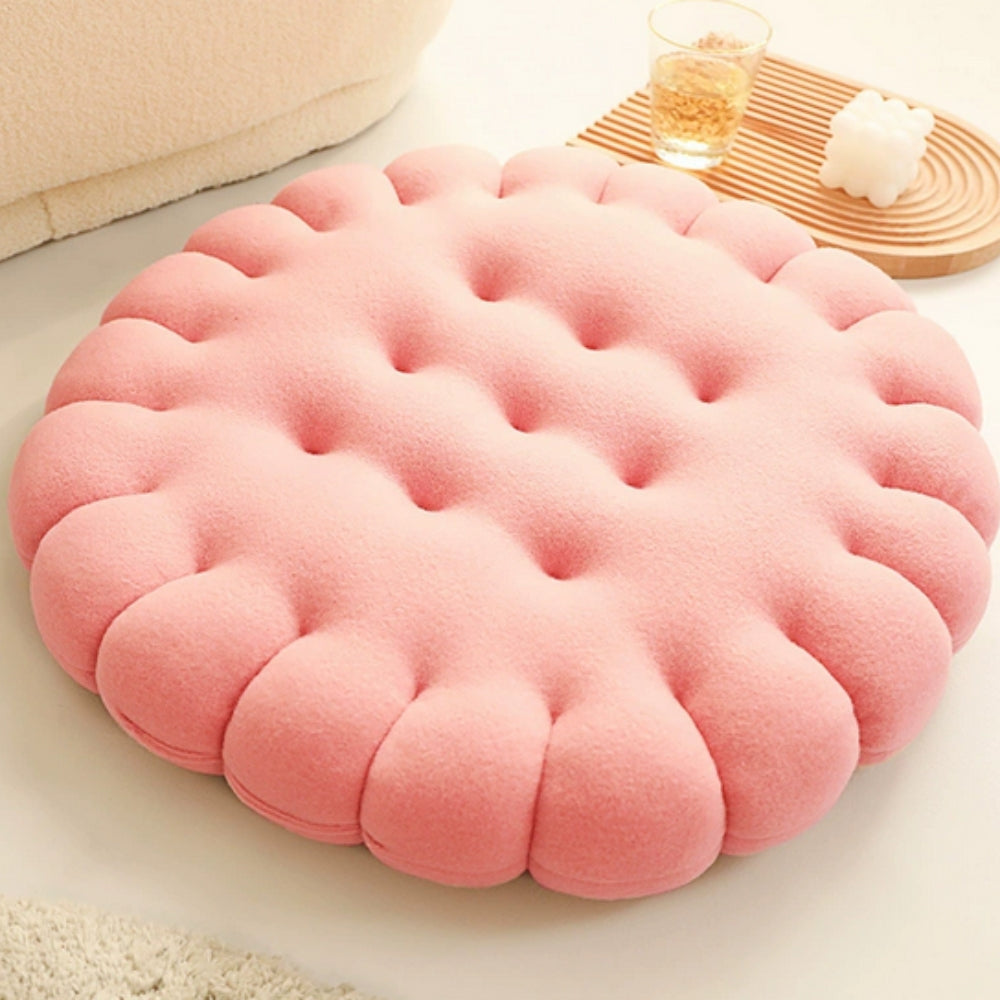 Biscuit-Shaped Plush Comfort Cushion