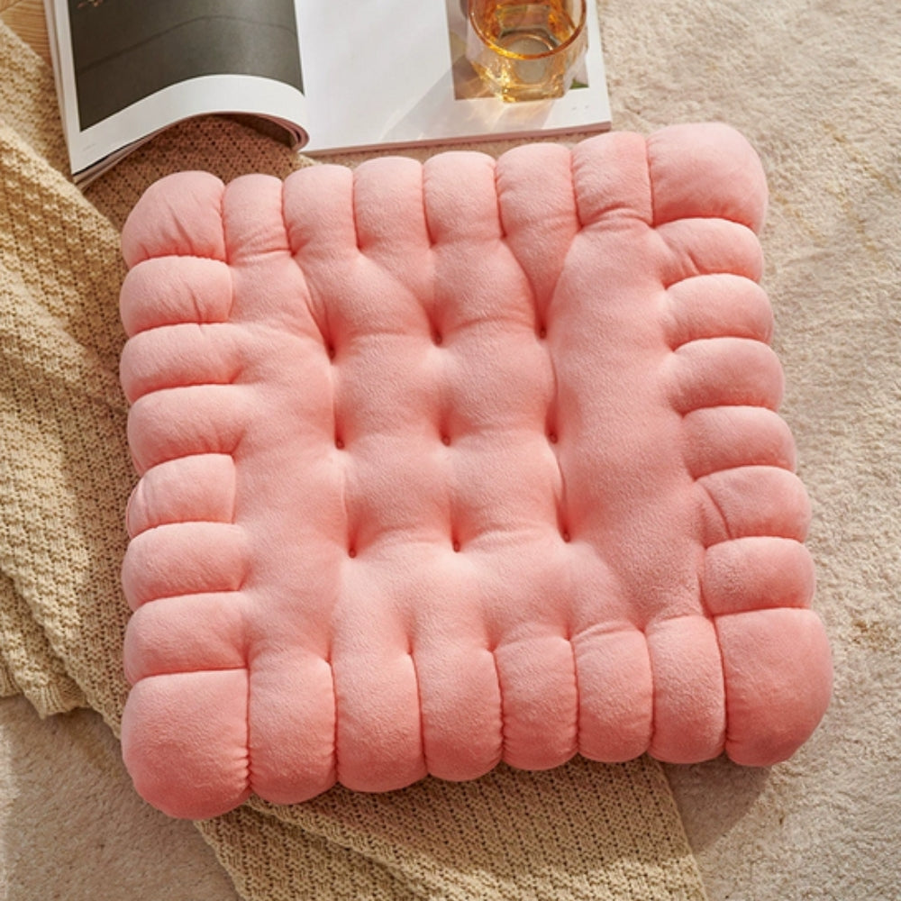 Biscuit-Shaped Plush Comfort Cushion