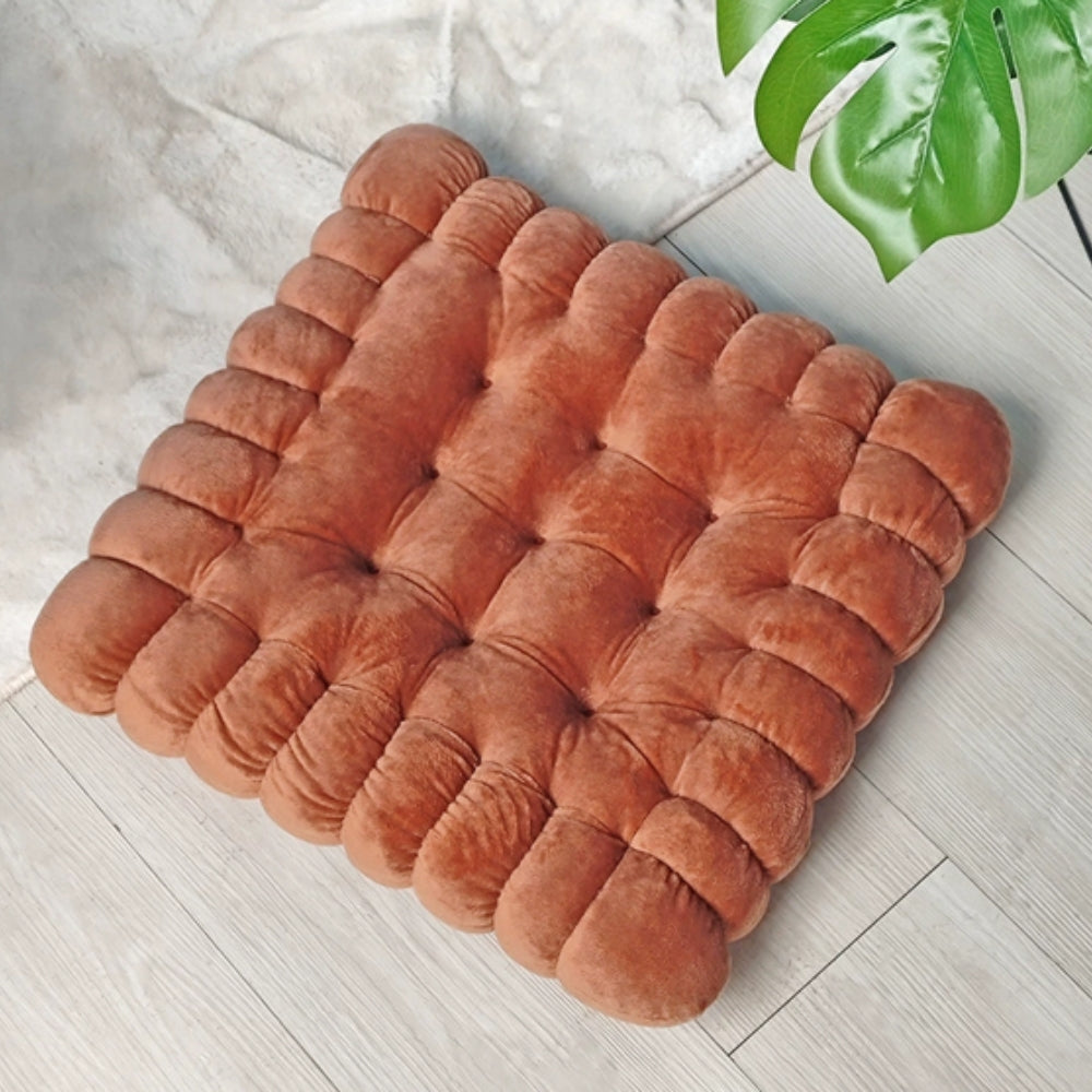 Biscuit-Shaped Plush Comfort Cushion