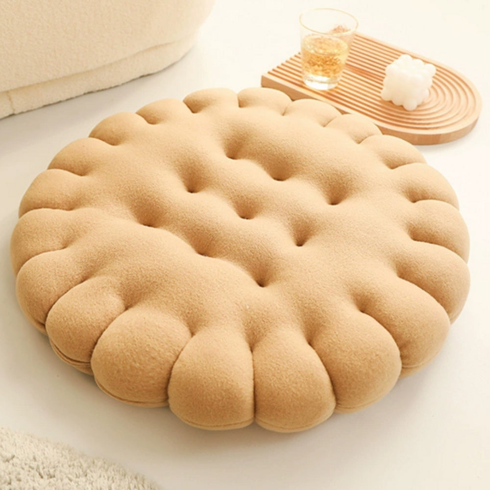 Biscuit-Shaped Plush Comfort Cushion