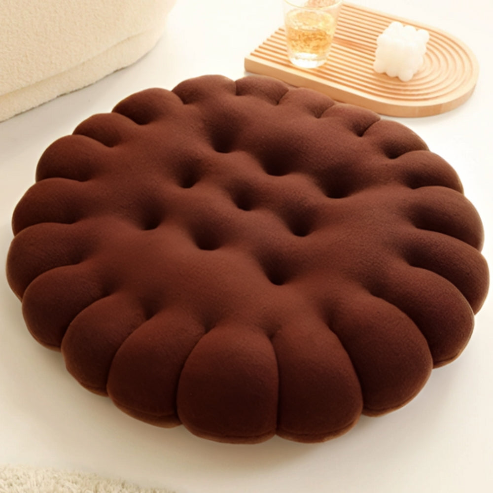 Biscuit-Shaped Plush Comfort Cushion
