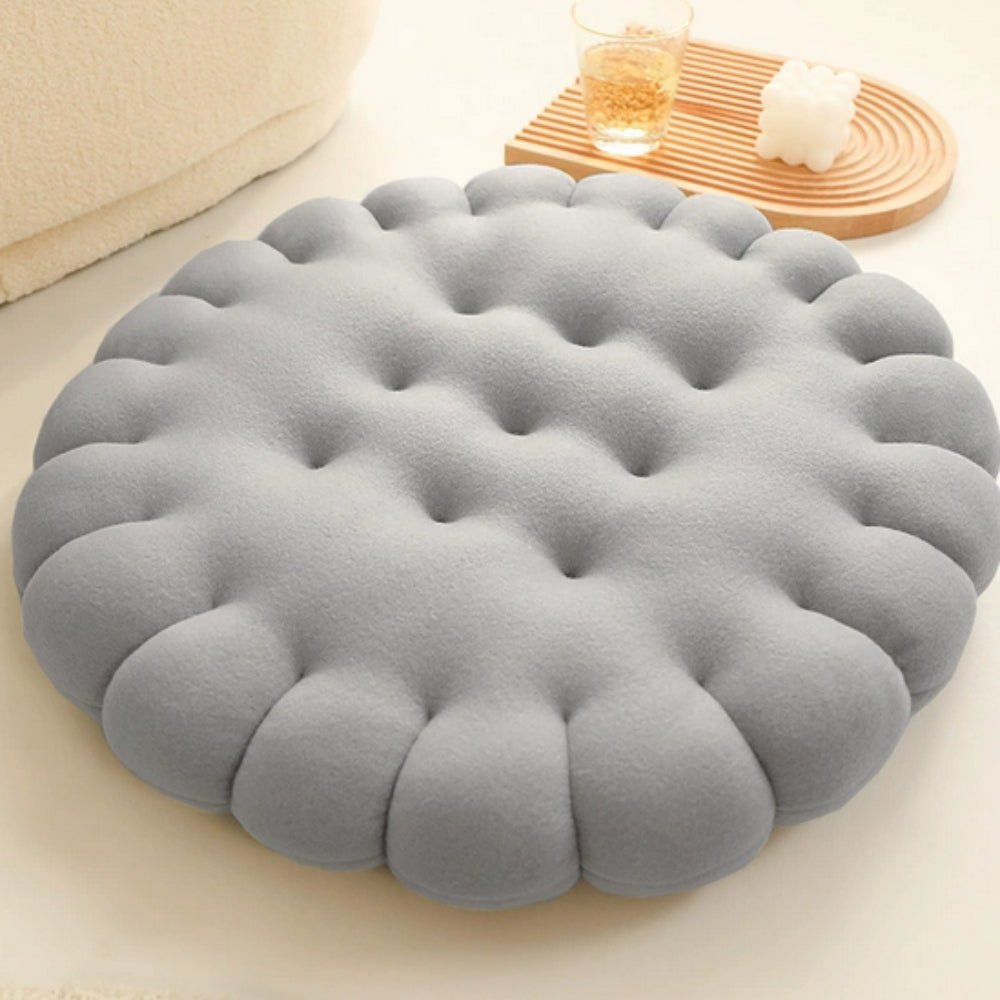 Biscuit-Shaped Plush Comfort Cushion