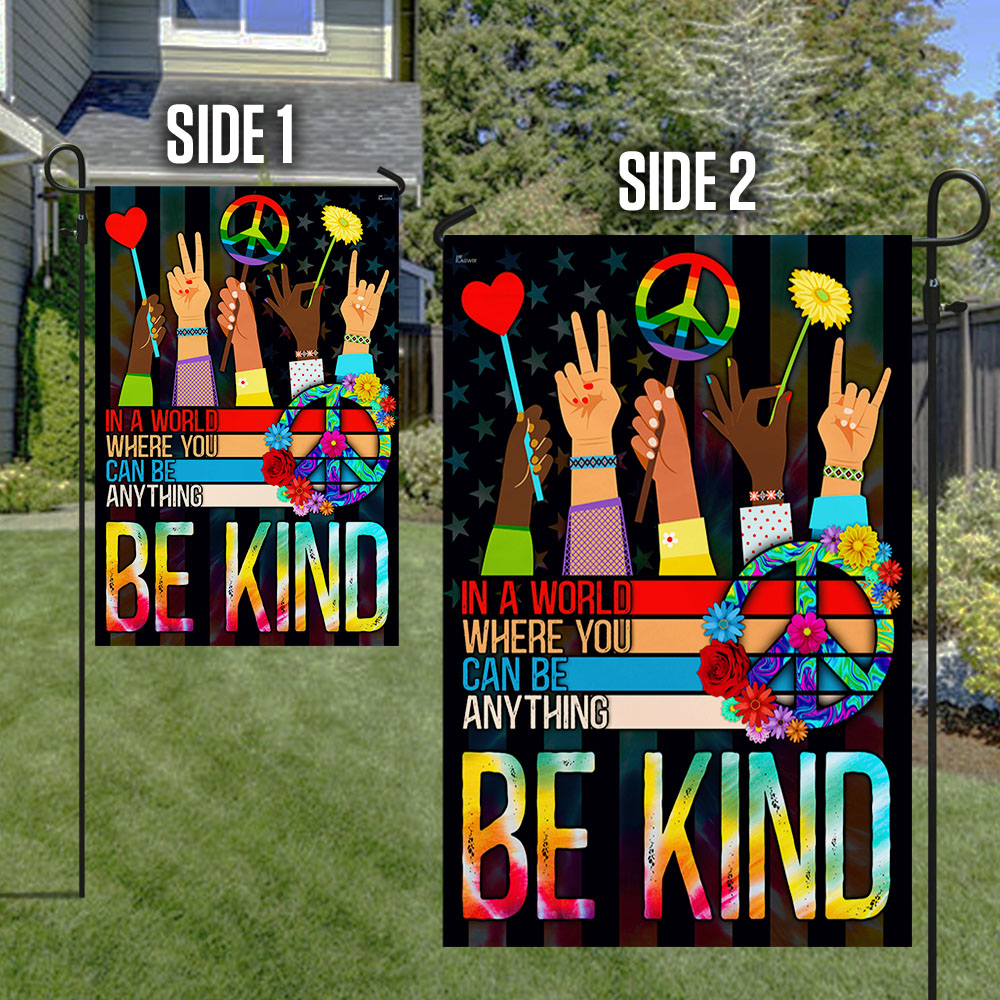 Be Kind Hippie Flag - Custom Double-Sided Canvas Decor