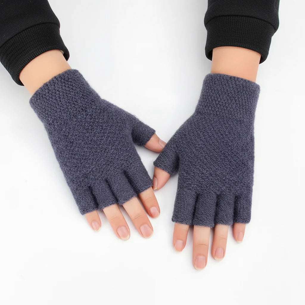 Thick Elastic Winter Fingerless Gloves for Men
