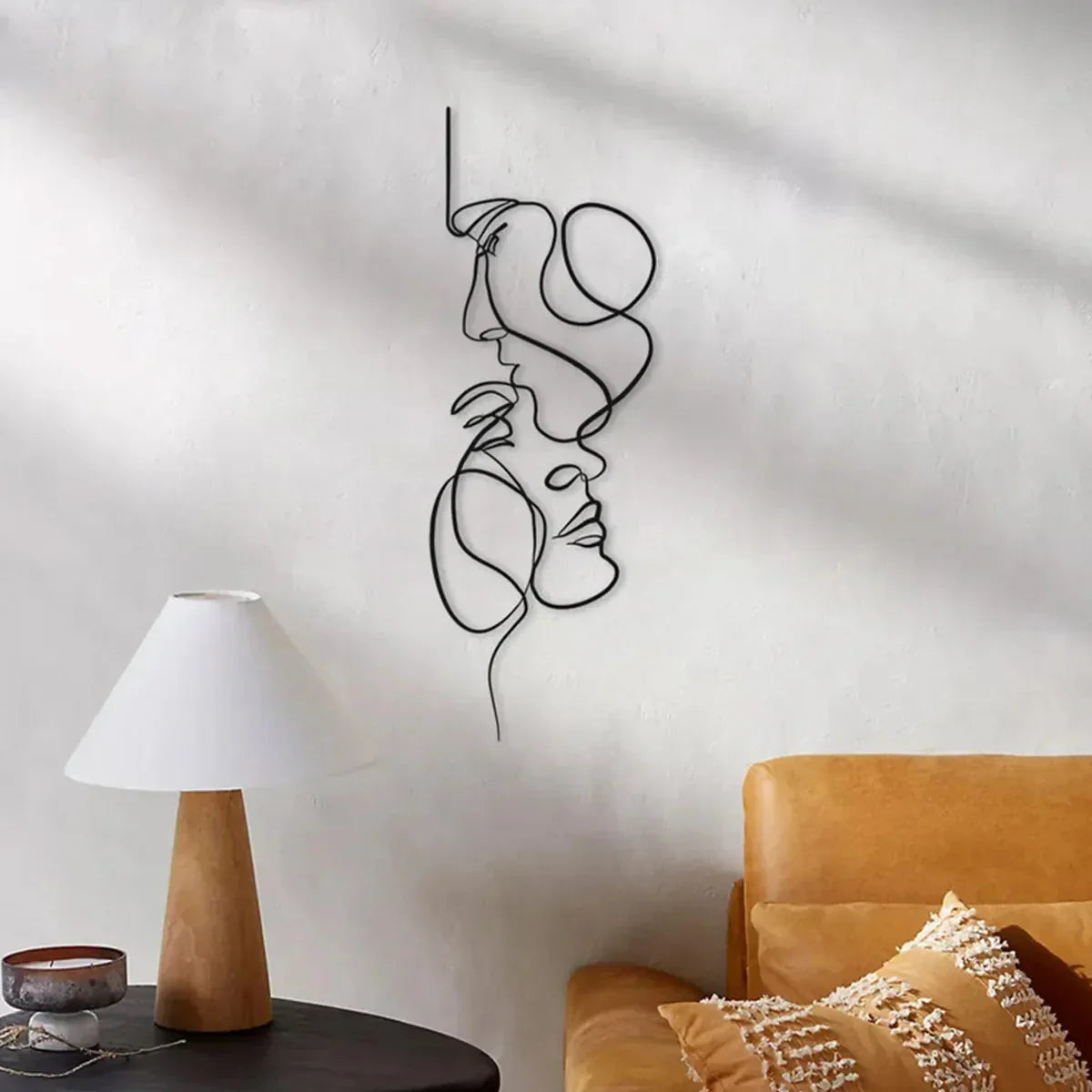 Black Metal Abstract Face Wall Art Sculpture