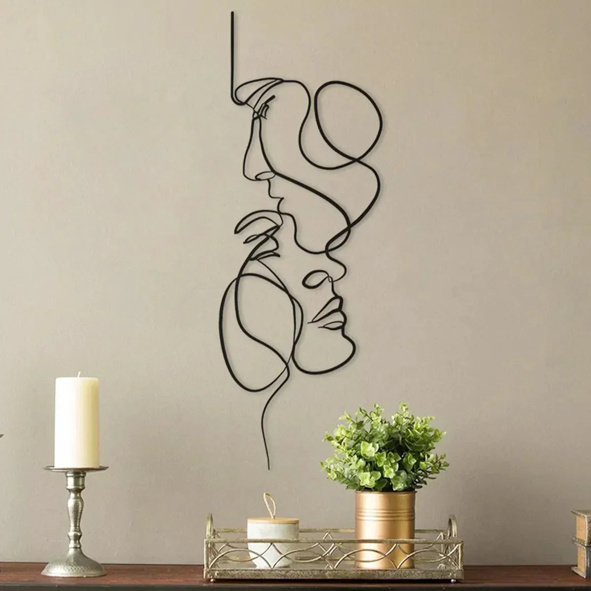 Black Metal Abstract Face Wall Art Sculpture