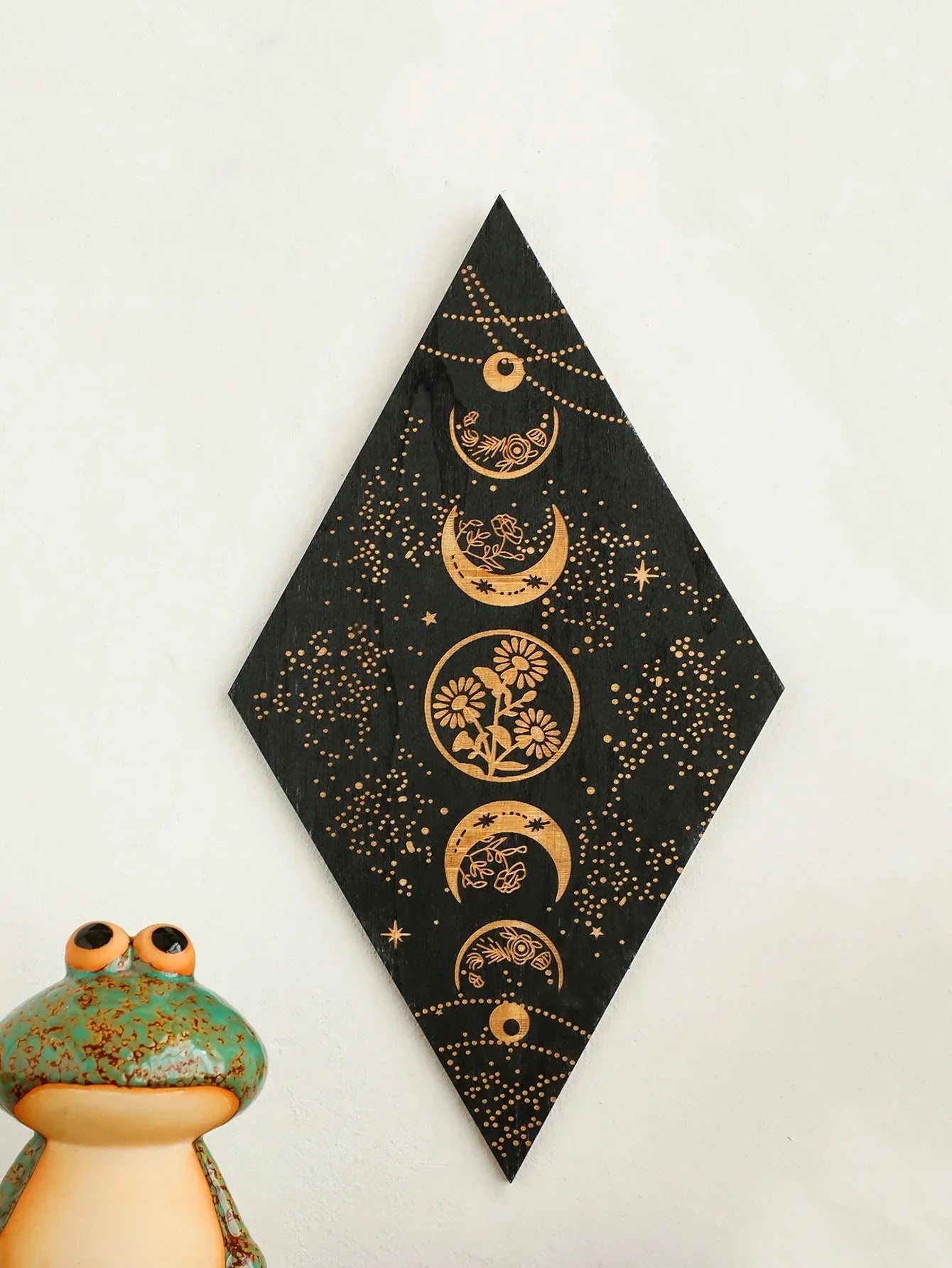 Black Wooden Moon Phases Wall Art Boho Decor