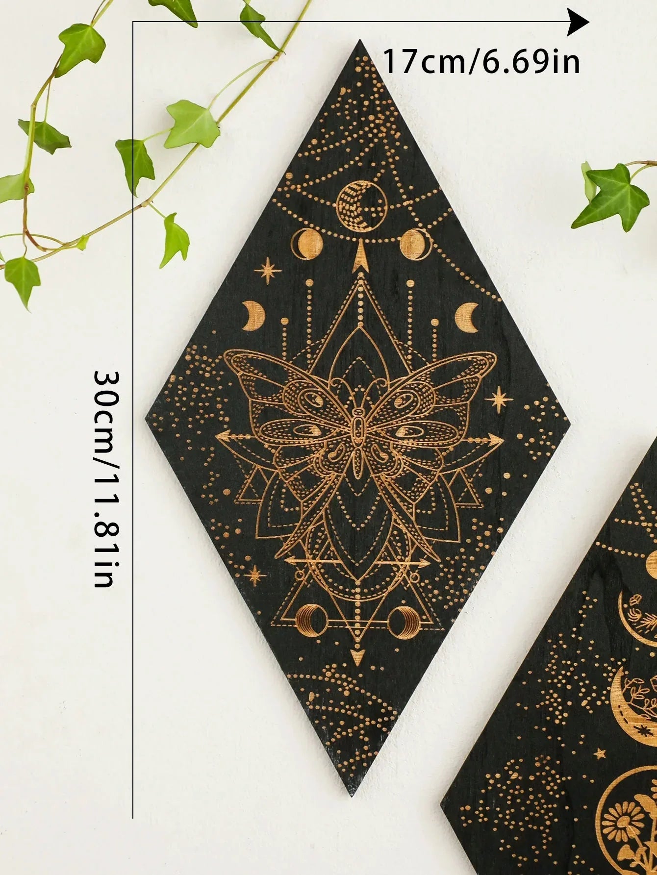 Black Wooden Moon Phases Wall Art Boho Decor