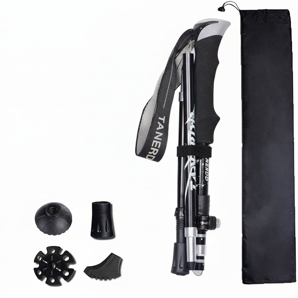 Adjustable Lightweight Aluminum Trekking Poles - Foldable Telescopic Hiking Support