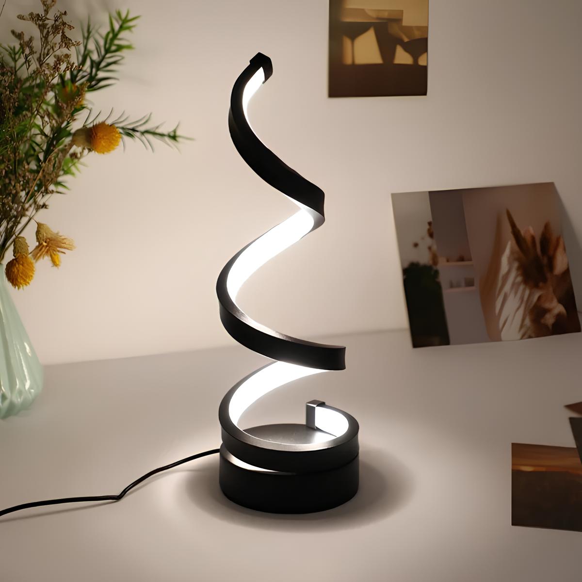 LED Spiral Table Lamp with Adjustable Brightness and Color Temperature