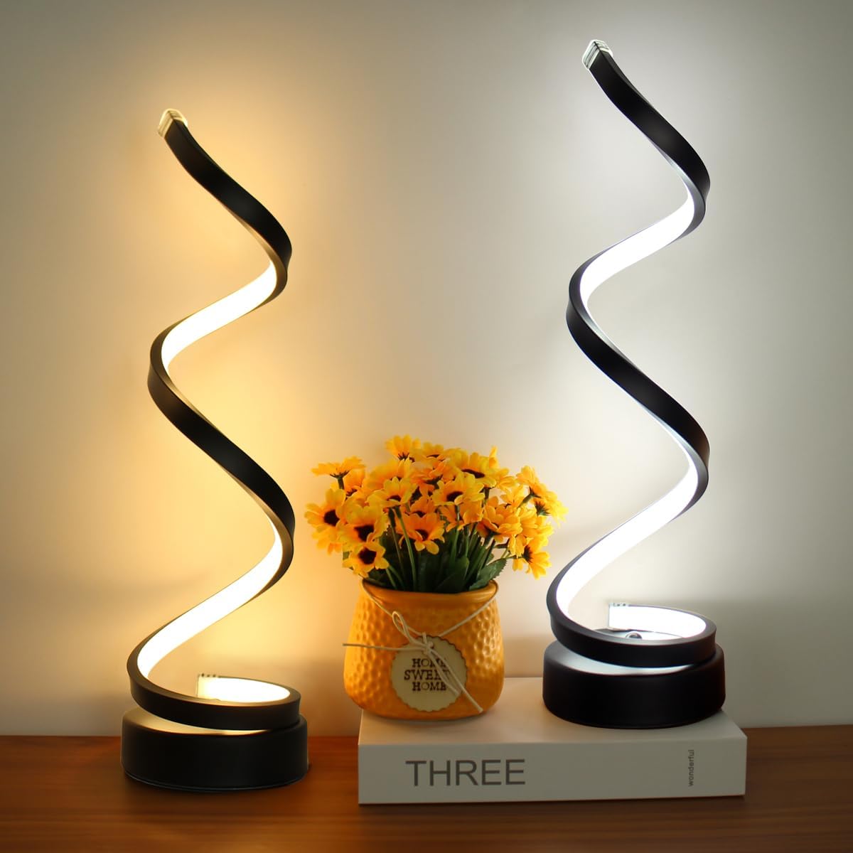 LED Spiral Table Lamp with Adjustable Brightness and Color Temperature