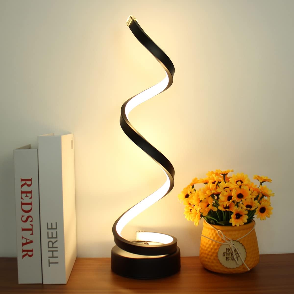 LED Spiral Table Lamp with Adjustable Brightness and Color Temperature