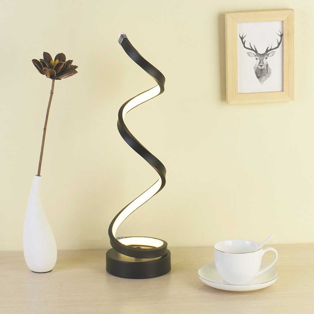 LED Spiral Table Lamp with Adjustable Brightness and Color Temperature