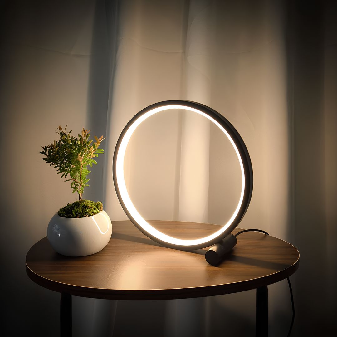Dimmable LED Ring Table Lamp with Adjustable Brightness