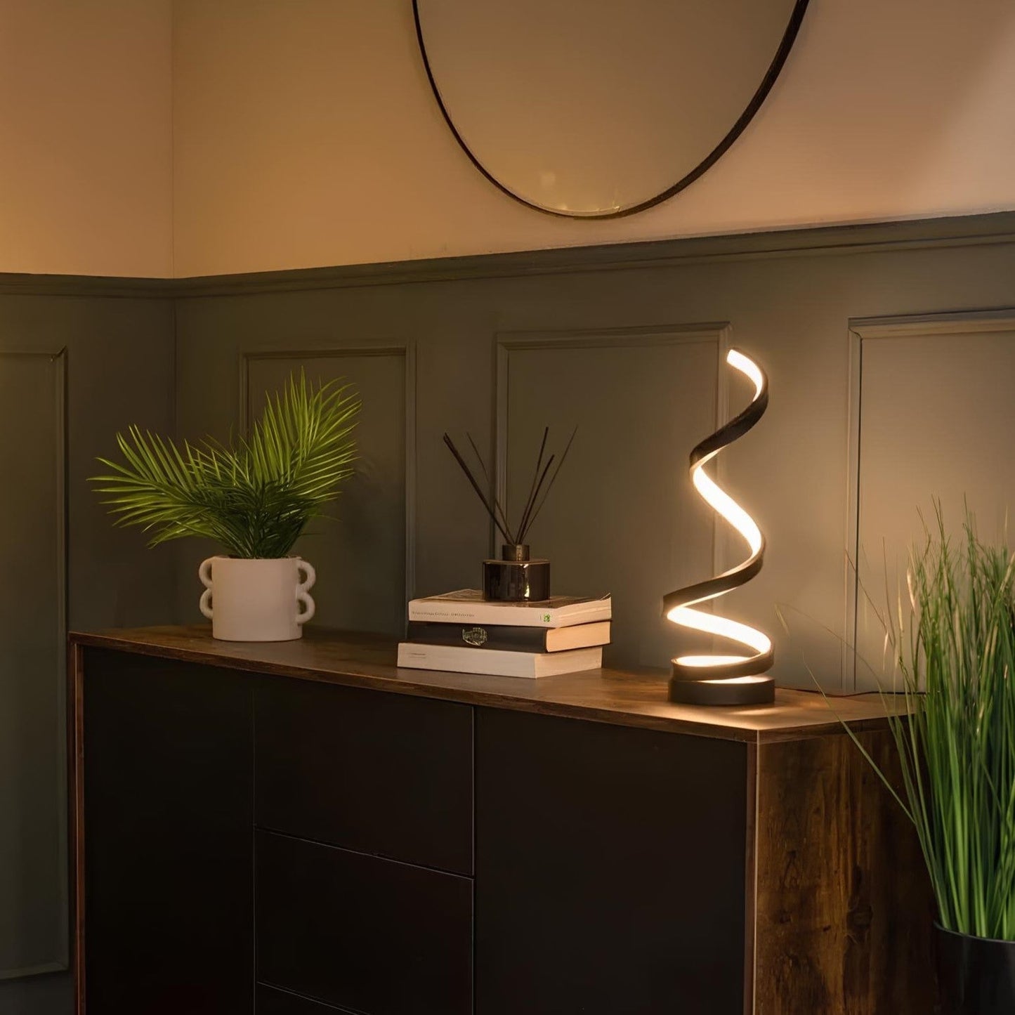 LED Spiral Table Lamp with Adjustable Brightness and Color Temperature