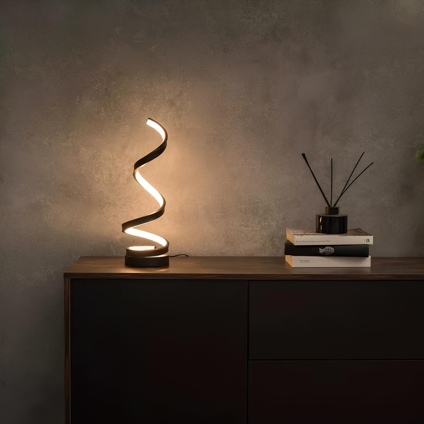 LED Spiral Table Lamp with Adjustable Brightness and Color Temperature