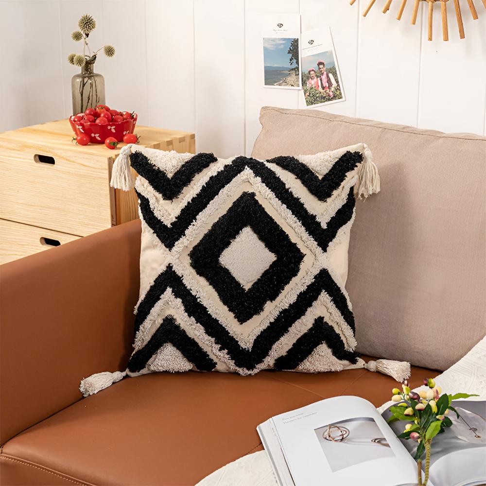 Tufted Cotton Cushion Cover - Moroccan Inspired Design