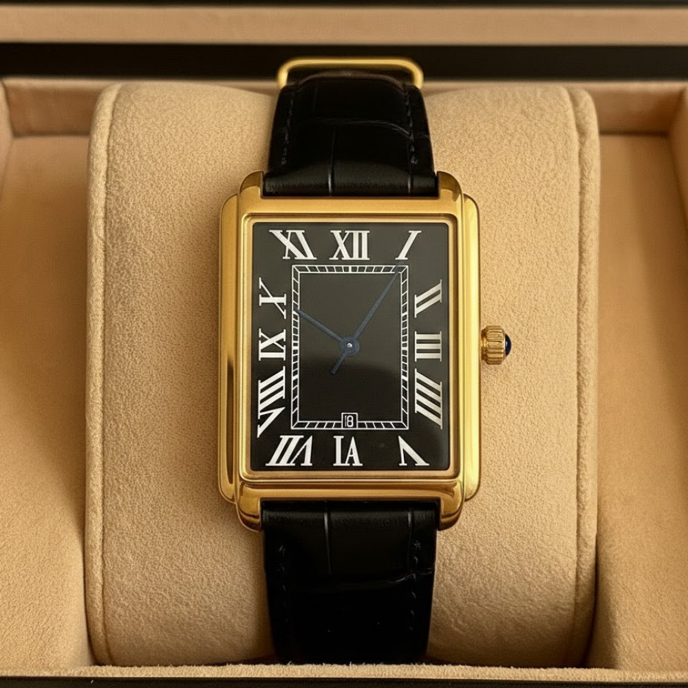Men's Square Analog Dress Watch with Roman Numerals
