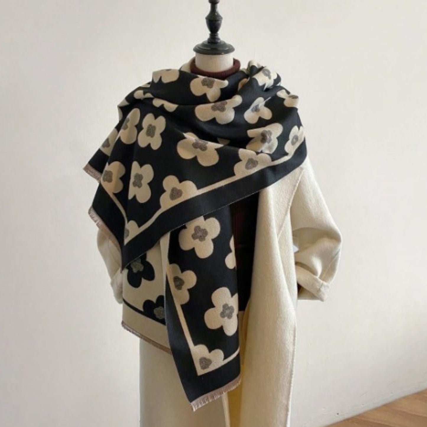 Floral Microfiber Winter Scarf for Women