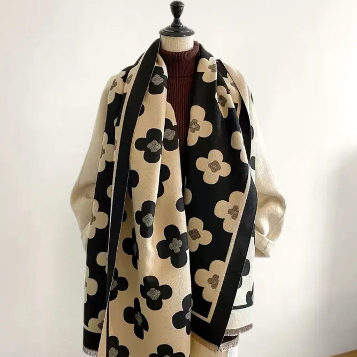 Floral Microfiber Winter Scarf for Women