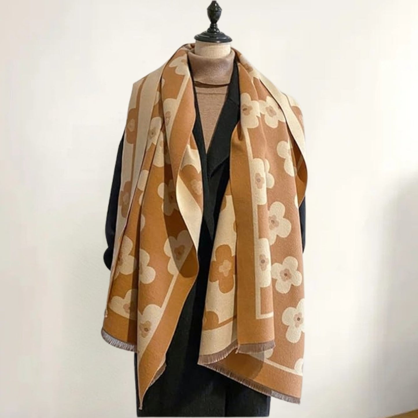 Floral Microfiber Winter Scarf for Women