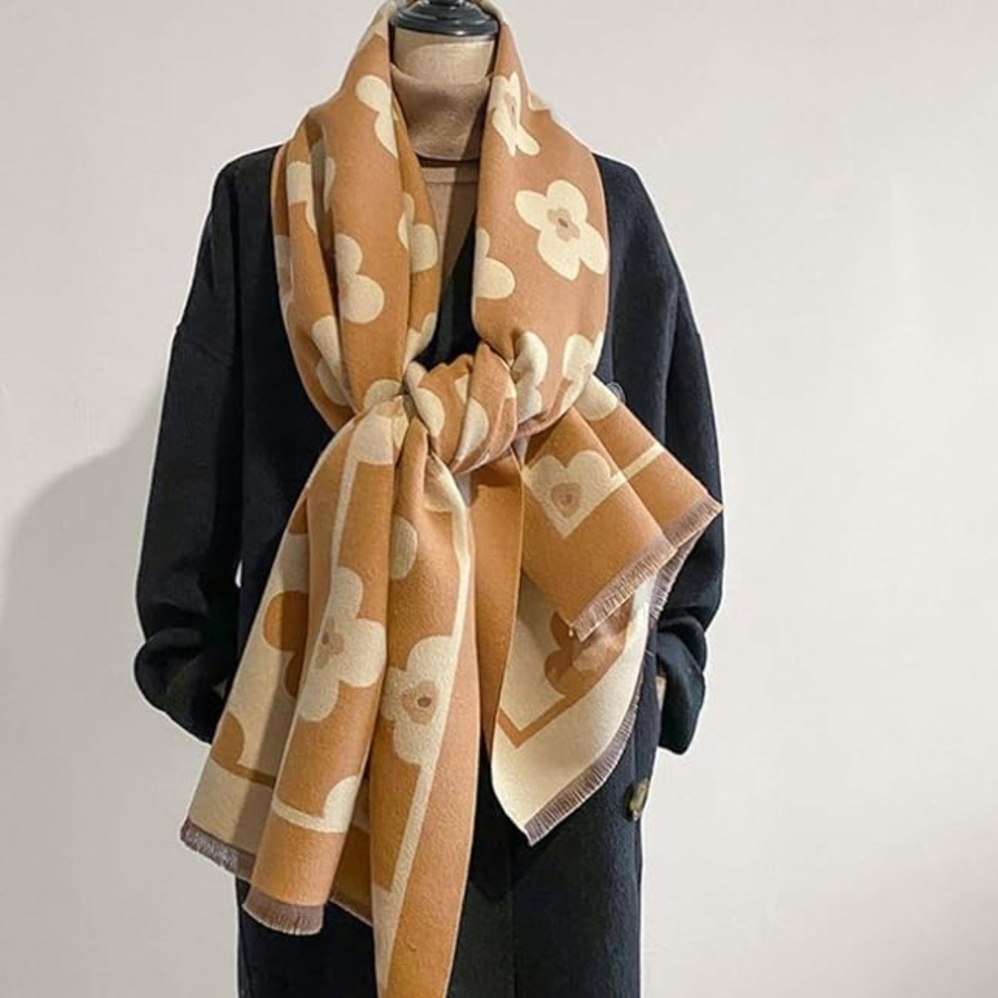 Floral Microfiber Winter Scarf for Women