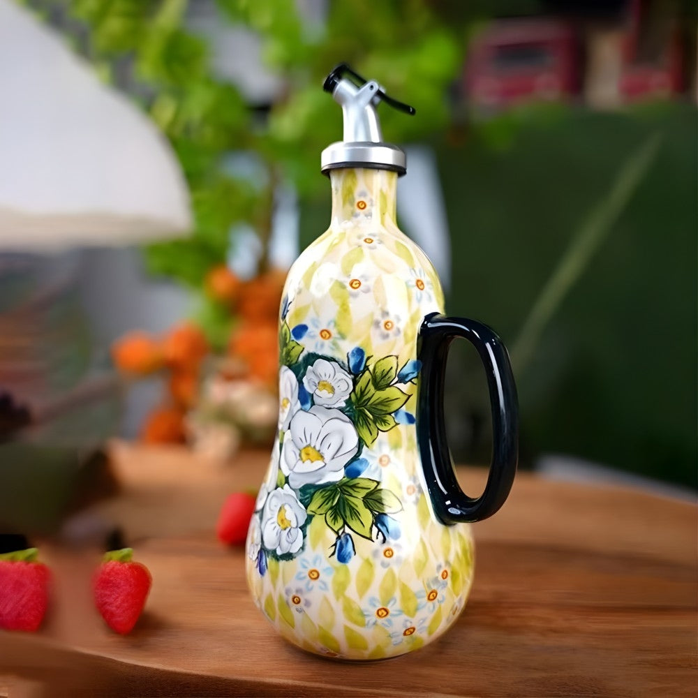 Hand-Painted Floral Ceramic Oil Dispenser