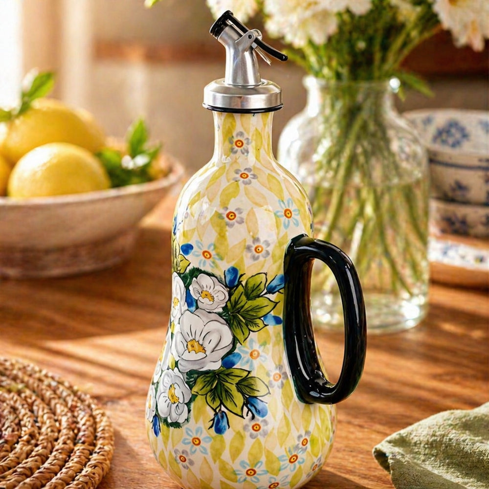 Hand-Painted Floral Ceramic Oil Dispenser