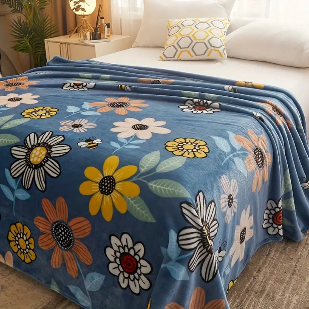 Ultra-Soft Retro Floral Throw Blanket