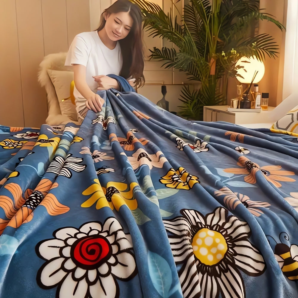 Ultra-Soft Retro Floral Throw Blanket