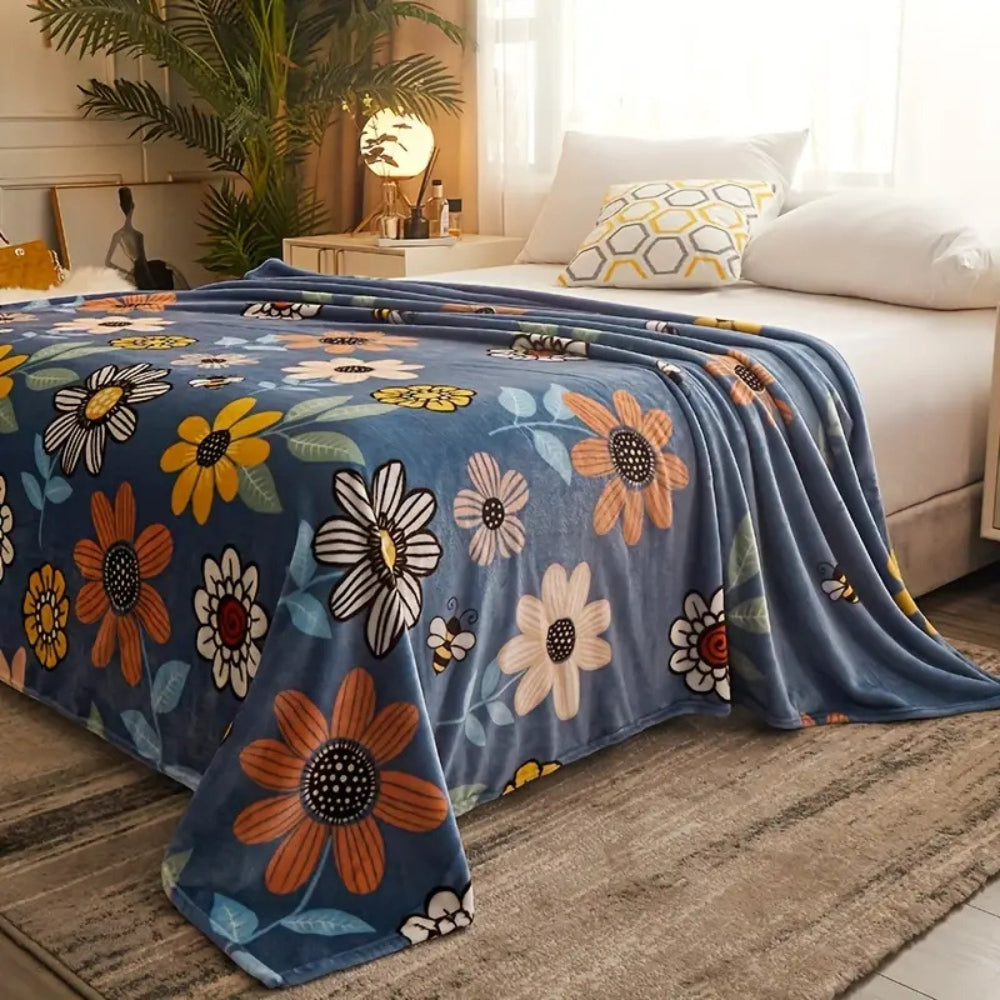 Ultra-Soft Retro Floral Throw Blanket