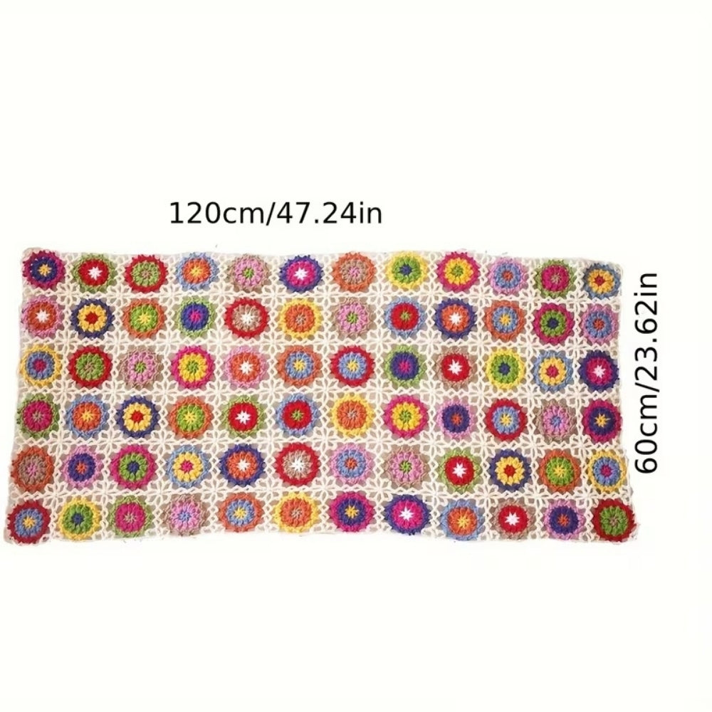 Handmade Crochet Flower Blanket with Soft Texture