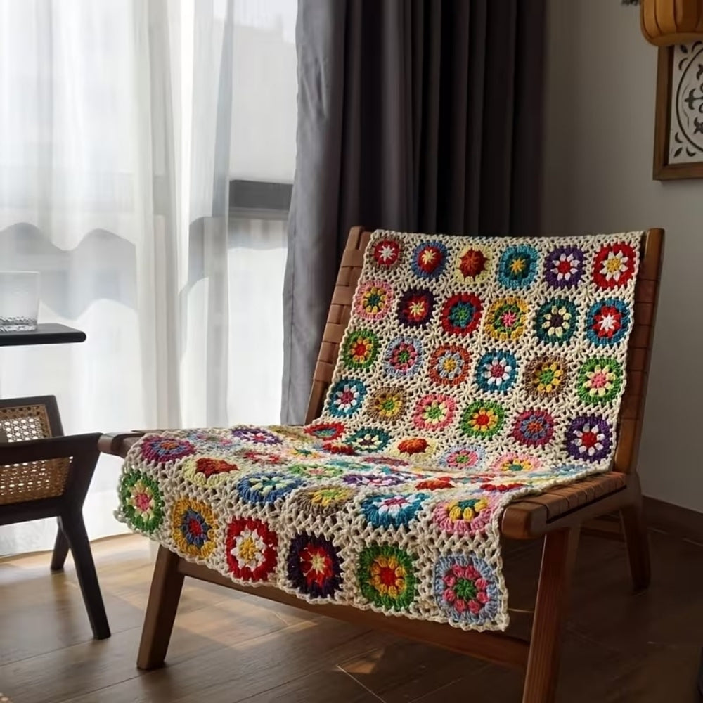 Handmade Crochet Flower Blanket with Soft Texture