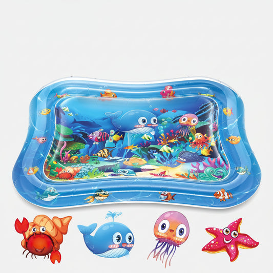Inflatable Baby Tummy Time Water Play Mat with Sea Animals