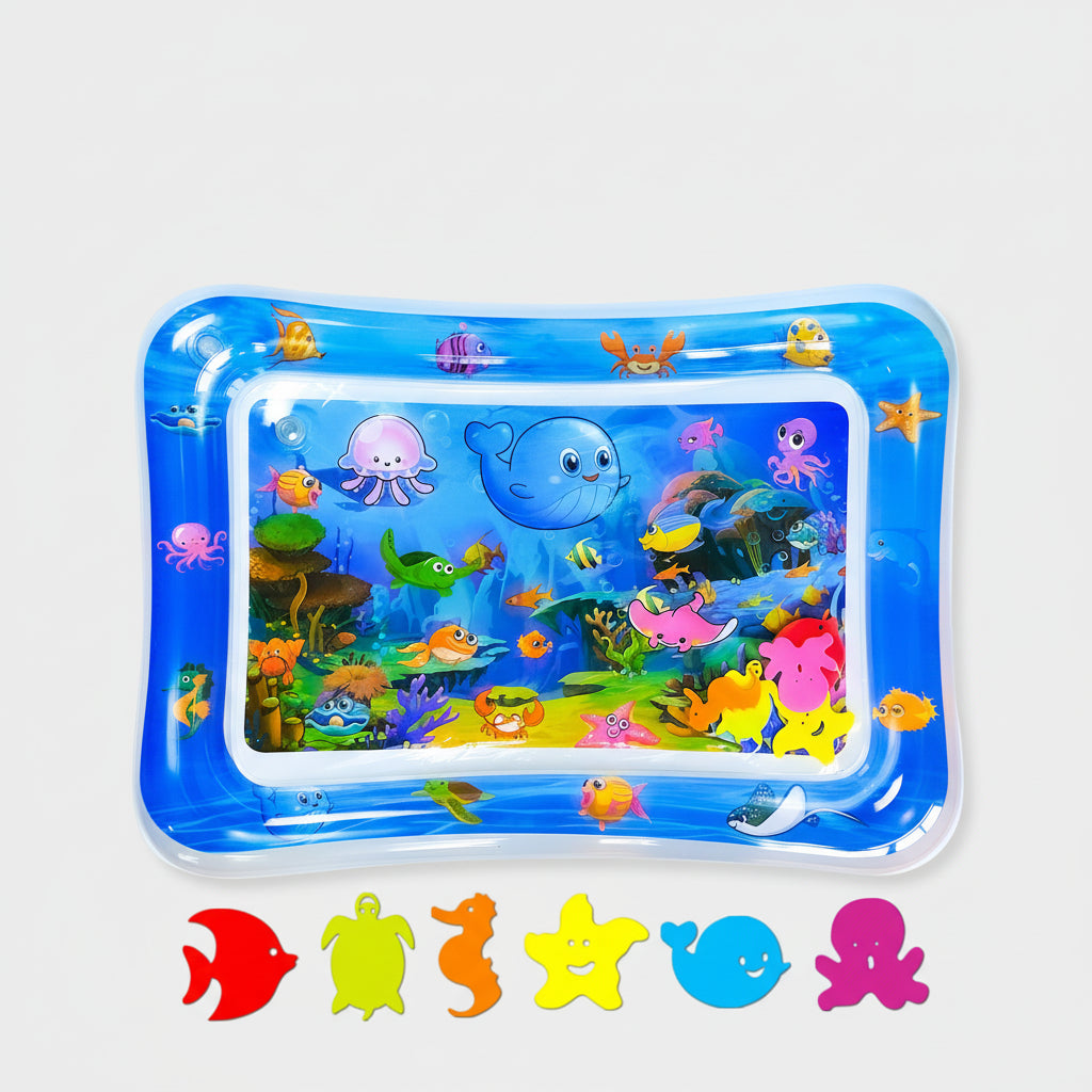 Inflatable Baby Tummy Time Water Play Mat with Sea Animals