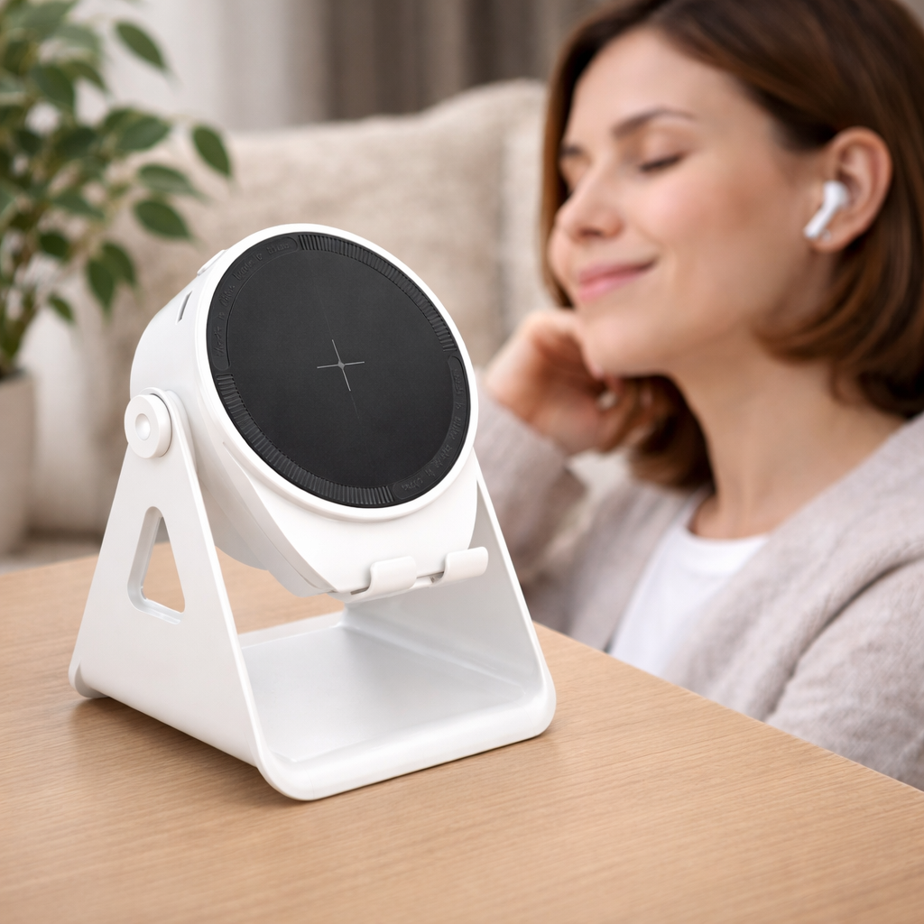 Bluetooth Speaker Phone Stand with Wireless Charging and LED Lights