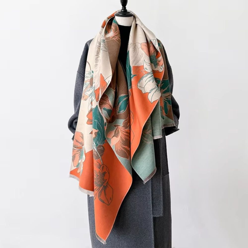 Reversible Floral Microfiber Shawl Wrap