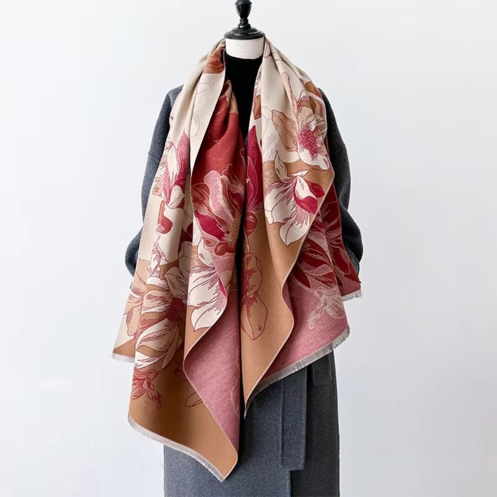 Reversible Floral Microfiber Shawl Wrap